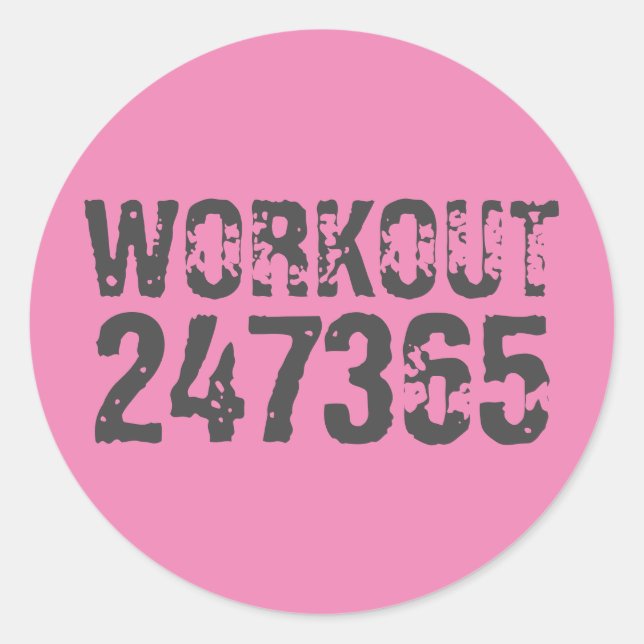 Abgelaufener und kratzter Text Workout 247365 rosa Runder Aufkleber (Vorderseite)