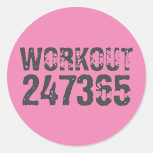 Abgelaufener und kratzter Text Workout 247365 rosa Runder Aufkleber