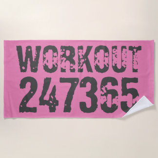 Abgelaufener und kratzter Text Workout 247365 rosa Strandtuch
