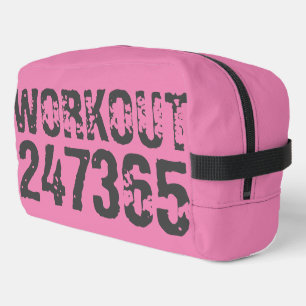 Abgelaufener und kratzter Text Workout 247365 rosa Waschbeutel
