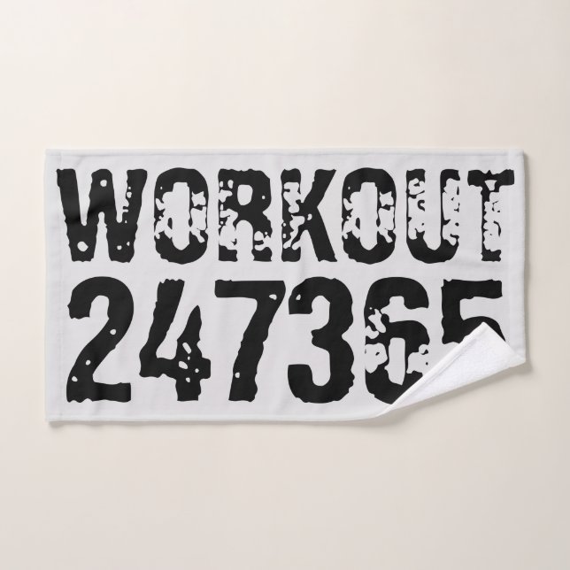 Abgelaufener und kratzter Text Workout 247365 schw Badhandtuch Set (Handtuch)