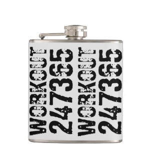 Abgelaufener und kratzter Text Workout 247365 schw Flachmann