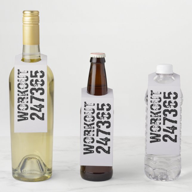 Abgelaufener und kratzter Text Workout 247365 schw Flaschenanhänger (Beispiel)