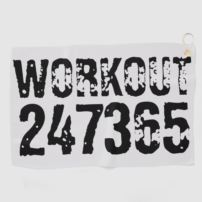 Abgelaufener und kratzter Text Workout 247365 schw Golfhandtuch (Horizontal)