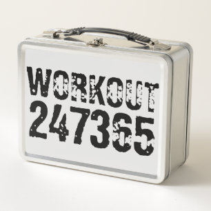 Abgelaufener und kratzter Text Workout 247365 schw Metall Brotdose