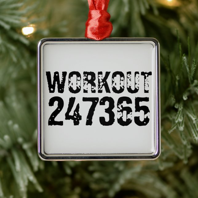 Abgelaufener und kratzter Text Workout 247365 schw Ornament Aus Metall (Baum)