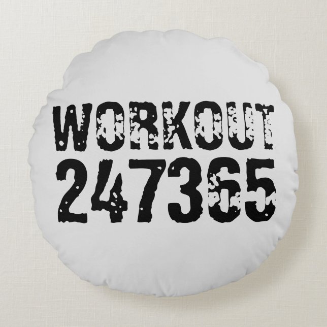 Abgelaufener und kratzter Text Workout 247365 schw Rundes Kissen (Vorderseite)