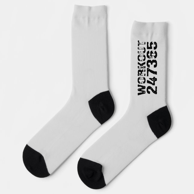 Abgelaufener und kratzter Text Workout 247365 schw Socken (Linkes Detail)