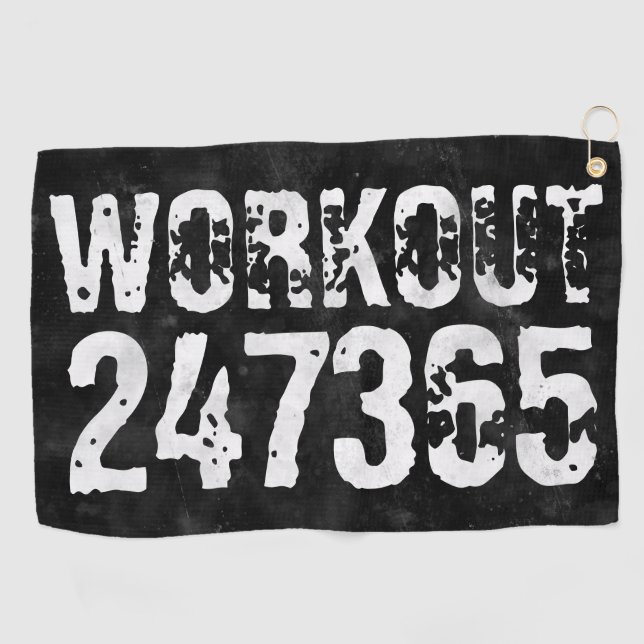 Abgelaufener und kratzter Text Workout 247365 Vint Golfhandtuch (Horizontal)