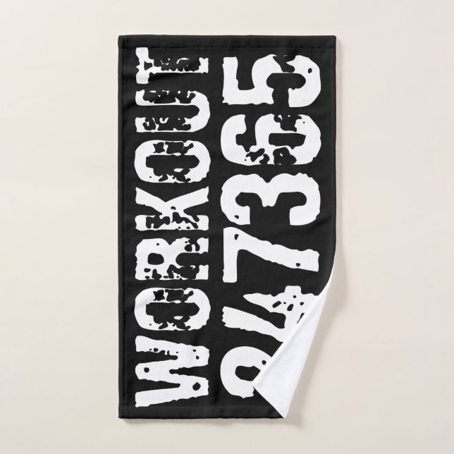 Abgelaufener und kratzter Text Workout 247365 weiß Badhandtuch Set (Handtuch)