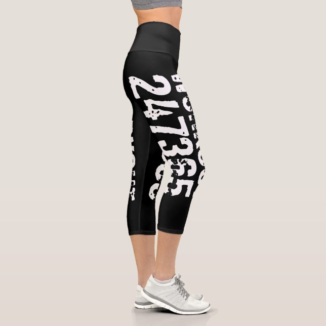 Abgelaufener und kratzter Text Workout 247365 weiß Capri Leggings (Rechts)