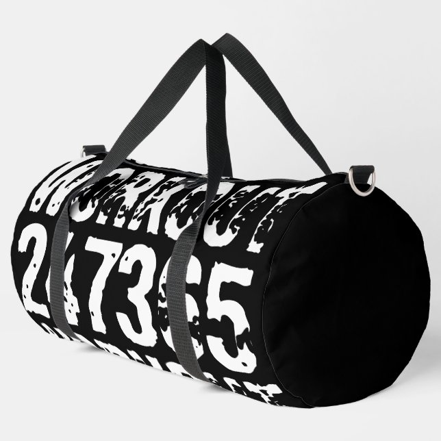 Abgelaufener und kratzter Text Workout 247365 weiß Duffle Bag (Linke Ecke)