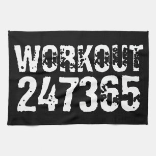 Abgelaufener und kratzter Text Workout 247365 weiß Geschirrtuch
