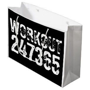 Abgelaufener und kratzter Text Workout 247365 weiß Große Geschenktüte