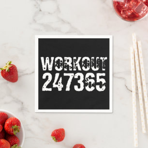 Abgelaufener und kratzter Text Workout 247365 weiß Serviette
