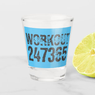 Abgenutzt und zerkratzt Text Workout 247365 blau Schnapsglas