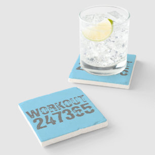 Abgenutzt und zerkratzt Text Workout 247365 blau Steinuntersetzer