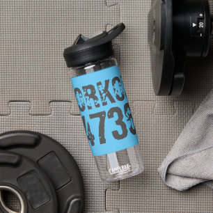 Abgenutzt und zerkratzt Text Workout 247365 blau Trinkflasche