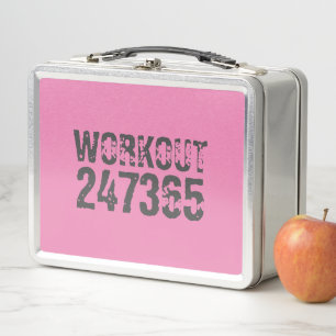 Abgenutzt und zerkratzt Text Workout 247365 pink Metall Brotdose