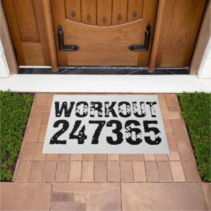 Abgenutzt und zerkratzt Text Workout 247365 schwar Fußmatte