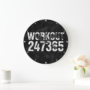 Abgenutzt und zerkratzt Text Workout 247365 vintag Große Wanduhr