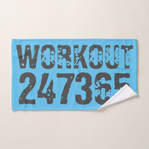 Abgenutzt und zerkratzter Text Workout 247365 blau Badhandtuch Set