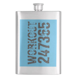 Abgenutzt und zerkratzter Text Workout 247365 blau Flachmann