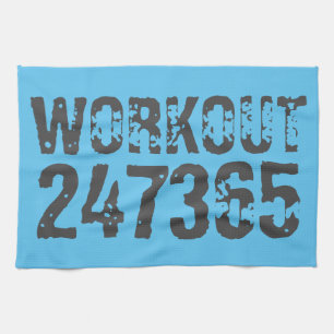 Abgenutzt und zerkratzter Text Workout 247365 blau Geschirrtuch