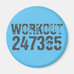 Abgenutzt und zerkratzter Text Workout 247365 blau Magnet