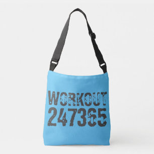 Abgenutzt und zerkratzter Text Workout 247365 blau Tragetaschen Mit Langen Trägern