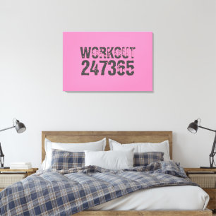 Abgenutzt und zerkratzter Text Workout 247365 pink Leinwanddruck