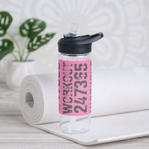 Abgenutzt und zerkratzter Text Workout 247365 pink Trinkflasche