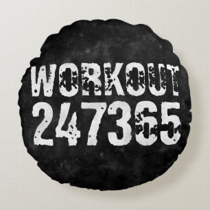 Abgenutzt und zerkratzter Text Workout 247365 vint Rundes Kissen