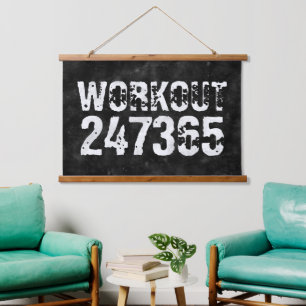Abgenutzt und zerkratzter Text Workout 247365 vint Wandteppich Mit Holzrahmen