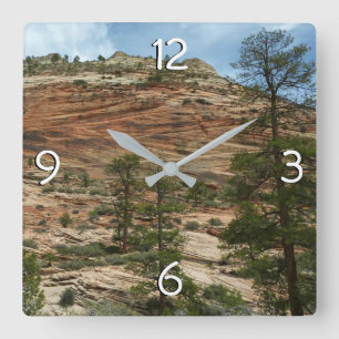Abgenutzte Felsmauern im Zion-Nationalpark Quadratische Wanduhr