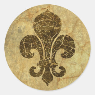 Abgenutzte Fleur De Lis Runder Aufkleber