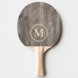 Abgenutzte Planken-Monogramm Tischtennis Schläger
