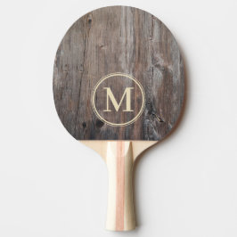 Abgenutzte Planken-Monogramm Tischtennis Schläger