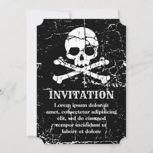 Abgenutzte rissige Totenkopf- und Kreuzknochen-Ein Einladung