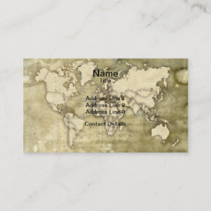 Abgenutzte Weltkarte auf Papier Visitenkarte
