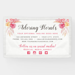 Abgenutzter Chic Rosen & Rustikales Holz Rosenrot  Banner