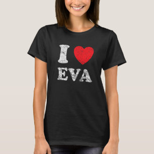 Abgenutzter Grunge-Stil I Love Eva T-Shirt