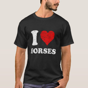 Abgenutzter Grunge-Stil I Love Horses T-Shirt