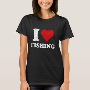 Abgenutzter Grunge-Stil Ich liebe Angeln T-Shirt