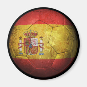 Abgenutzter spanischer Flaggen-Fußball-Fußball Magnet