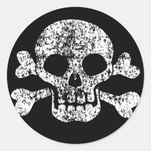 Abgenutzter Totenkopf Runder Aufkleber