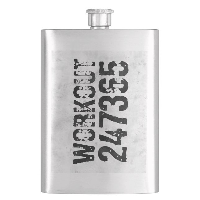 Abgenutzter und kratzter Text Workout 247365 rusti Flachmann (Vorderseite)