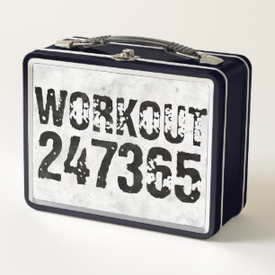 Abgenutzter und kratzter Text Workout 247365 rusti Metall Brotdose