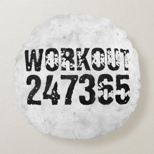 Abgenutzter und kratzter Text Workout 247365 rusti Rundes Kissen