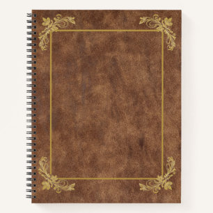 Abgenutztes Leder und antikes Goldrahmen Notizbuch